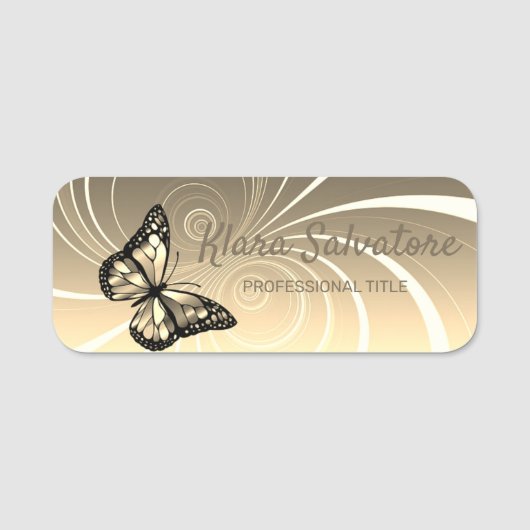 Porte-nom Magnifique Moderne Elégant Jaune Avec Papillon (Devant)