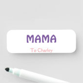 Porte-nom Mama mères heureuses rétro violet ajouter nom text (En situation)