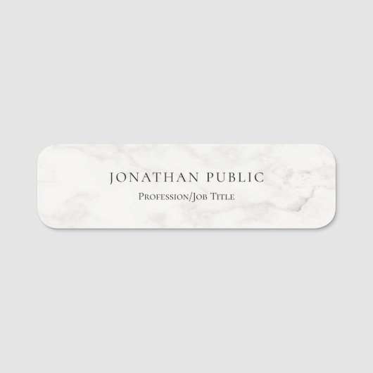 Porte-nom Marbre blanc élégant Simple Modèle moderne (Devant)