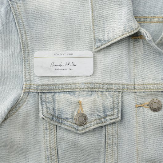 Porte-nom Marbre blanc Gold Elegant Modèle de script main (En situation)