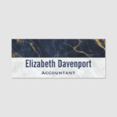 Porte-nom Marbre bleu marine et or Marbre moderne élégant (Devant)