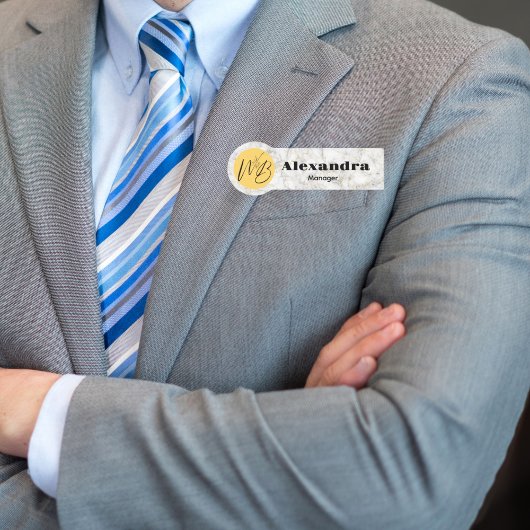 Porte-nom Marbre d'or blanc Restaurant moderne Employé