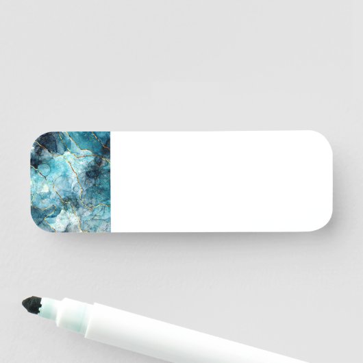 Porte-nom Marbre pailleté bleu et or (En situation)