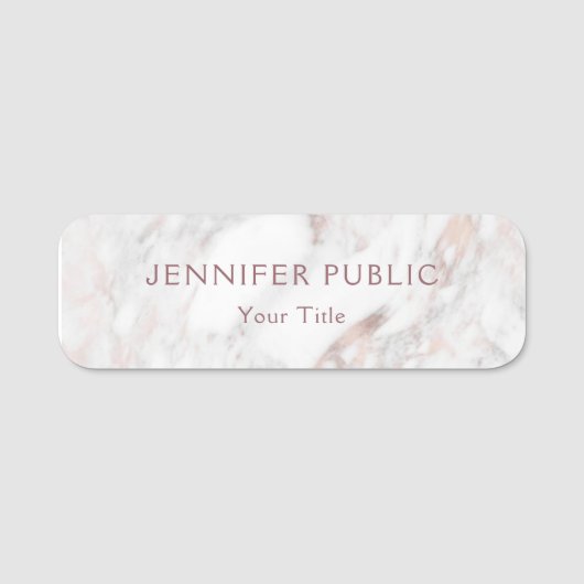 Porte-nom Marbre rose Elégant Moderne Modèle Professionnel (Devant)