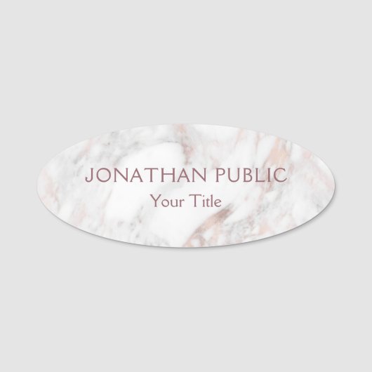Porte-nom Marbre Rose tendance Elégant Modèle moderne modern (Devant)