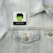 Porte-nom Mare Green Frankenstein Monster face Halloween (En situation)