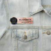 Porte-nom Marine Blush Agate Company Logo Employé (En situation)