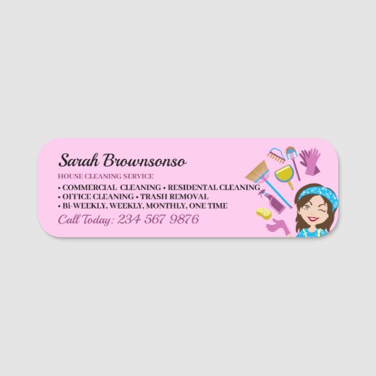 Porte-nom Marque de nettoyage de cartons rose violet (Devant)