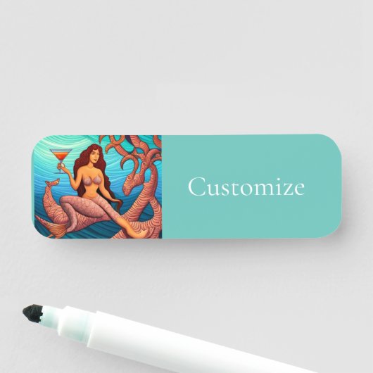 Porte-nom Martini à cheveux longs Mermaid Thunder_Cove (En situation)