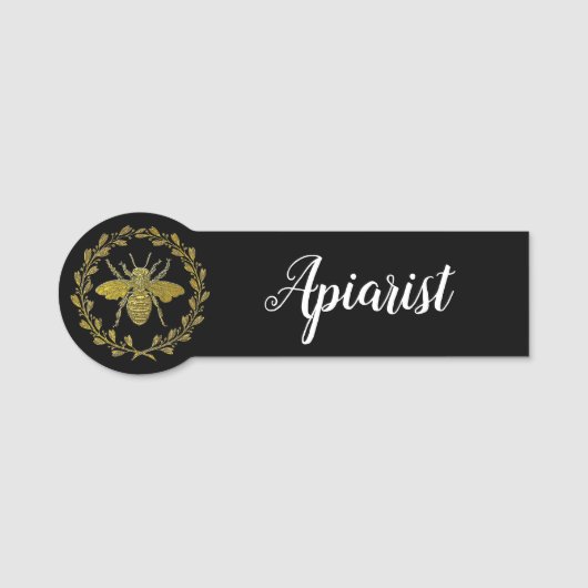 Porte-nom Médaillon d'abeille votre texte et couleurs (Devant)