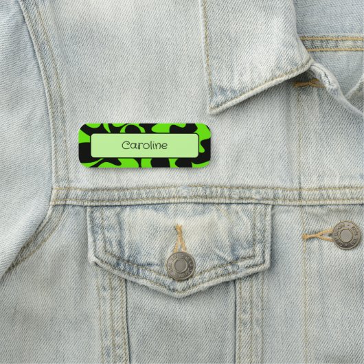 Porte-nom Mélange de chaux vert noir réutilisable magnétique (En situation)