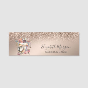Porte-nom Mélange floral Rose Gold Pailleté