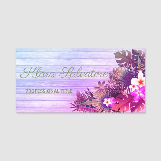 Porte-nom Merveilleux Grand Parfait Violet Avec Fleurs (Devant)