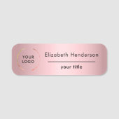 Porte-nom Métal rose avec votre logo (Devant)