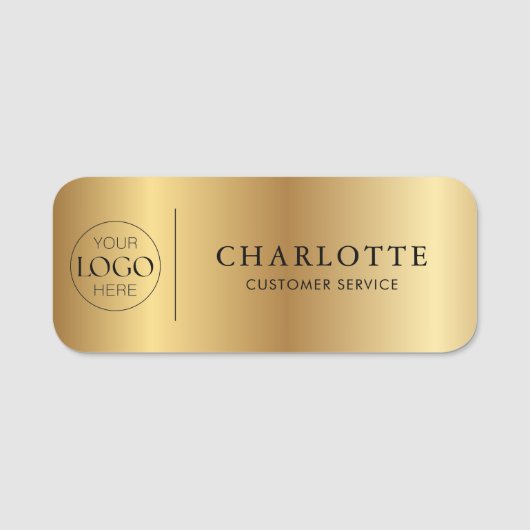 Porte-nom Metallic Gold Custom Logo Office Employee Staff (Devant)