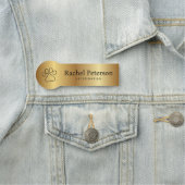 Porte-nom Métallo Or moderne Empreinte de patte vétérinaire (En situation)