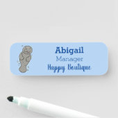 Porte-nom Mignonne manatée bébé avec bulles illustration (En situation)