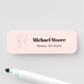 Porte-nom Mini-Visage Logo Coiffure Beauté Maquillage rose (En situation)