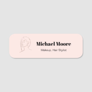 Porte-nom Mini-Visage Logo Coiffure Beauté Maquillage rose