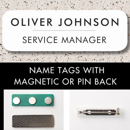 Porte-nom Minimal moderne simple blanc professionnel magnéti