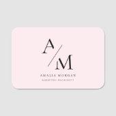 Porte-nom Minimal Pastel rose initial et personnalisé (Devant)