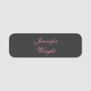 Porte-nom Minimaliste élégant moderne gris rose féminin