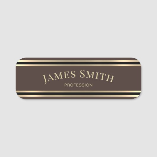 Porte-nom Mocha Dark Brown & Luxe Or Noir : Professionnel (Devant)
