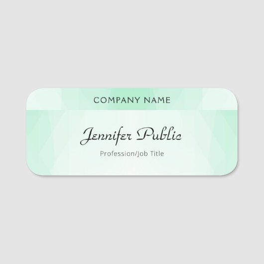 Porte-nom Modèle de script manuscrit moderne Mint Green (Devant)