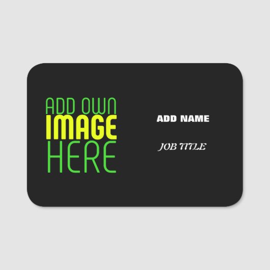 PORTE-NOM MODÈLE DE TEXTE D'IMAGE NOIRE SIMPLE ET MODERNE (Devant)