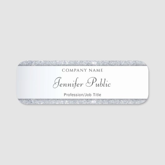 Porte-nom Modèle élégant de la Parties scintillant d'argent  (Devant)