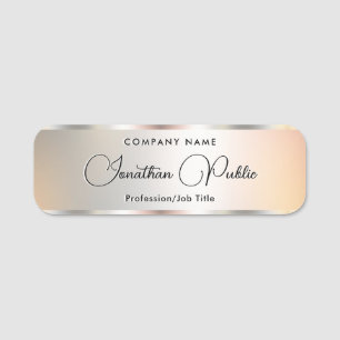 Porte-nom Modèle élégant typographie script faux argent