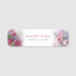 Porte-nom Modèle floral de fleurs de roses d'aquarelle