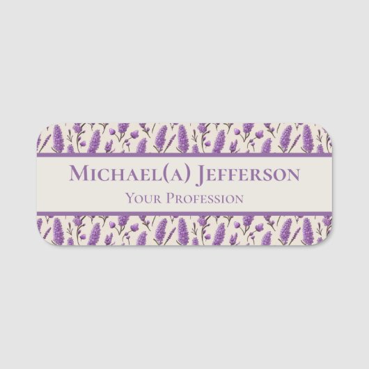Porte-nom Modèle floral unique Lavender Professionnel violet (Devant)