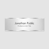 Porte-nom Modèle moderne tendance Faux Silver Custom (Devant)