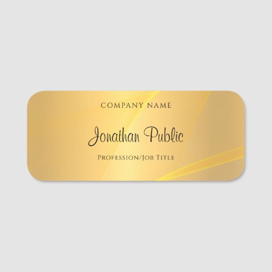 Porte-nom Modèle or glamour écriture manuscrite Script éléga (Devant)