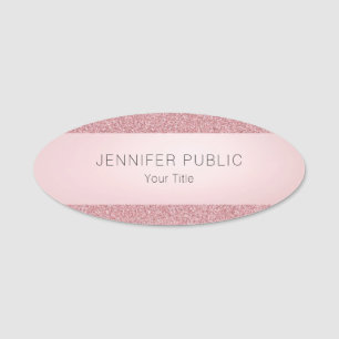 Porte-nom Modèle ovale élégant tendance rose gold pailleté