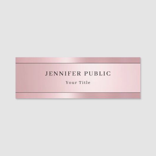 Porte-nom Modèle Rectangle Élégant Moderne Rose Gold Tendanc (Devant)