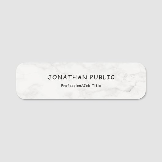 Porte-nom Modèle simple moderne en marbre blanc professionne (Devant)