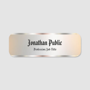 Porte-nom Modèle texte Faux Argent Personnalisé Élégant