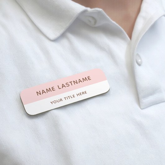 Porte-nom Modern Blush Pink Brown White Title Pin Magnetic