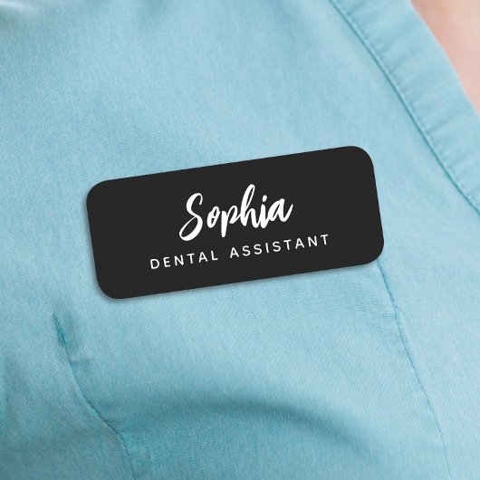 Porte-nom Modern Dental Assistant Script Name Black Name