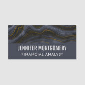 Porte-nom Moderne Black & Gold Agate Stone Professional (Devant)