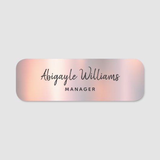 Porte-nom Moderne Blush Shimmer Metallic Girl (Devant)