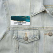 Porte-nom Moderne Design Turquoise Agate & Gold Ribbon sur B (En situation)