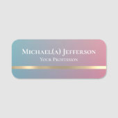 Porte-nom Moderne Gradient Bleu Rose Et Or : Unique Élégant (Devant)