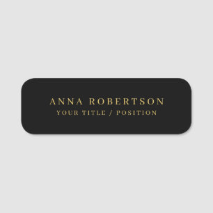 Porte-nom Moderne minimaliste Black Gold Professional tendan
