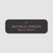 Porte-nom Monogram Beauty Professional Studio Pink Black (Devant)