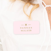 Porte-nom Monogram Blush Pink | Elegant Gold Minimalist