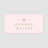 Porte-nom Monogram Blush Pink | Elegant Gold Minimalist (Devant)