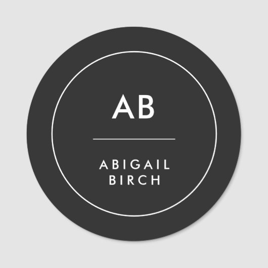 Porte-nom Monogram Modern Minimum Black and White (Devant)